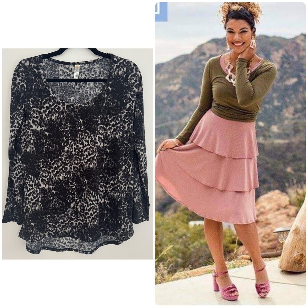 Lularoe Lynette Long Sleeve, Animal Print Top